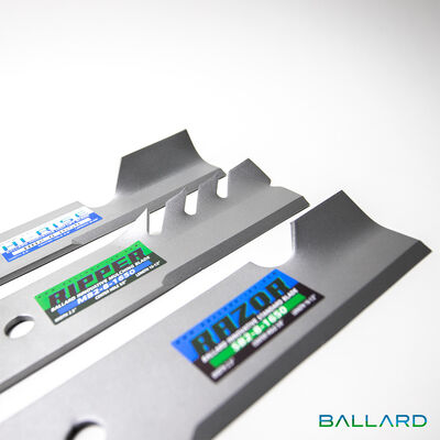 Silver Mower Blades:  18" Long,  2.5" Wide,  5/8" Center Hole, Thickness- .203"(Two Blades)(SCAG)