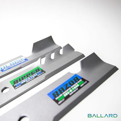 Silver Mower Blades: 20.5" Long, 2.5" Wide,  15/16" Center Hole, Thickness- .250"(Three Blades) (EXMARK & TORO)