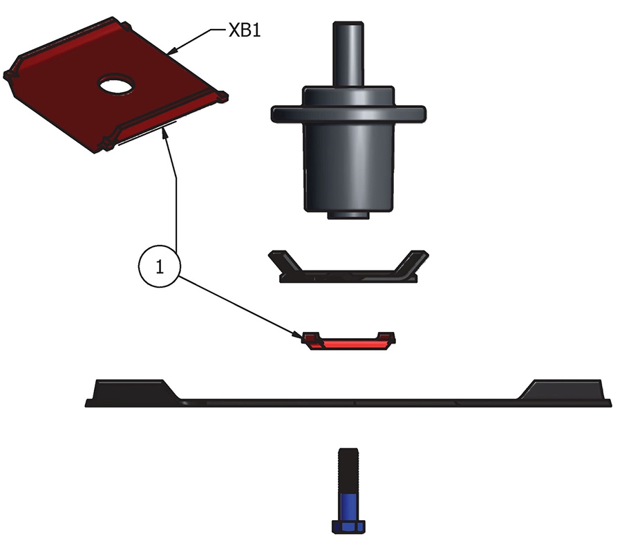 X-Blade Dual Mulching Blade Adapter Kit for Exmark (2 &frac12;&rdquo; wide blade - 15/16&Prime; center hole - Includes Longer Bolts) image number null